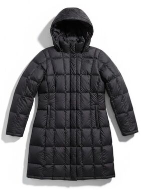 The North Face 550 Goose Down Hooded Long Puffer Parka Winter Coat Black Large